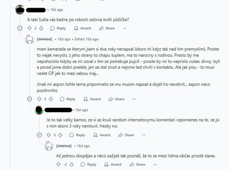diskuze o půjčkách kamarádům